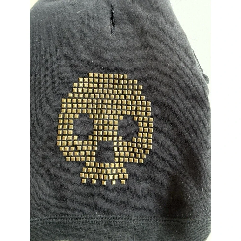 Wag-a-Tude Black Studded Skull Dog Shirt Size XS Hoodie Chihuahua Yorkie Outfit